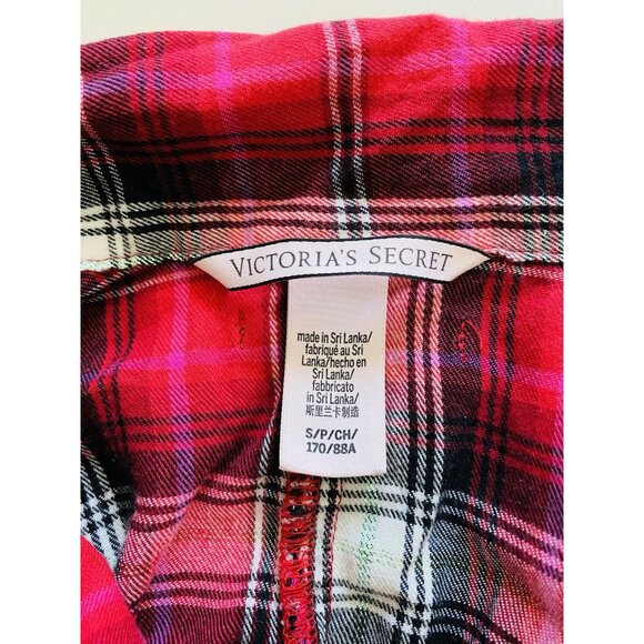 Victoria's Secret Womens Size Small Flannel Pajama Romper Red Plaid Button - Picture 3 of 10